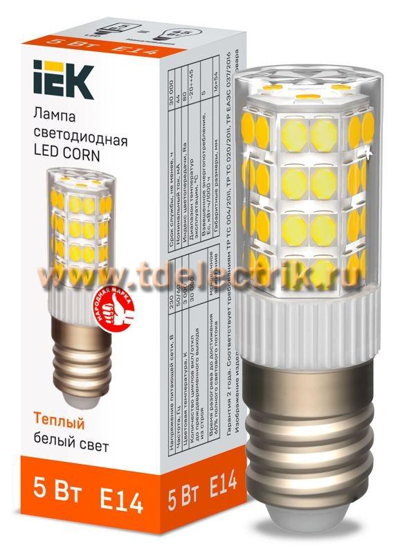 Фотография №1, Лампа LED CORN капсула 5Вт 230В 3000К керамика E14 IEK