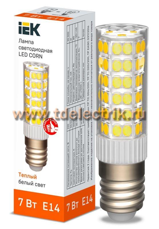Фотография №1, Лампа LED CORN капсула 7Вт 230В 3000К керамика E14 IEK