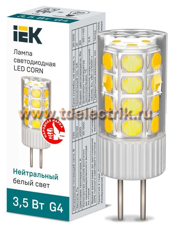 Фотография №1, Лампа LED CORN капсула 3,5Вт 230В 4000К керамика G4 IEK