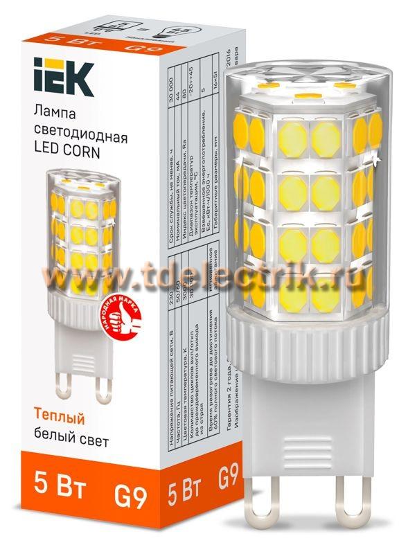 Фотография №1, Лампа LED CORN капсула 5Вт 230В 3000К керамика G9 IEK