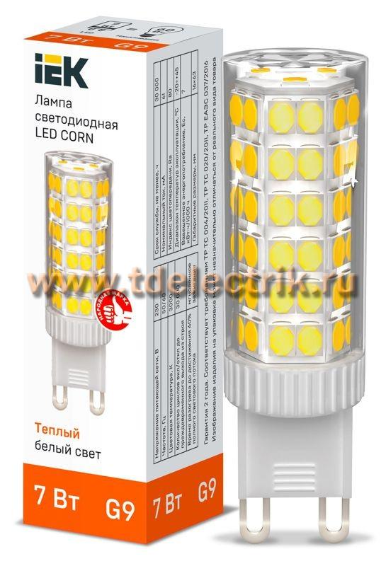 Фотография №1, Лампа LED CORN капсула 7Вт 230В 3000К керамика G9 IEK