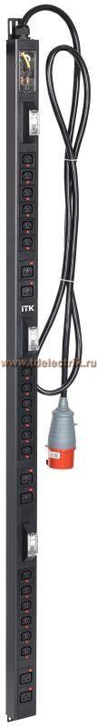 Фотография №1, BASE PDU вертикальный PV1113 38U 3 фазы 32А 18 розеток C13 + 6 розеток C19 кабель 3м вилка IEC60309 (промышленная)