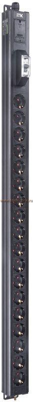 Фотография №1, BASE PDU вертикальный PV0111 24U 1 фаза 16А 18 розеток SCHUKO (немецкий стандарт) кабель 2,6м вилка SCHUKO (немецкий стандарт)