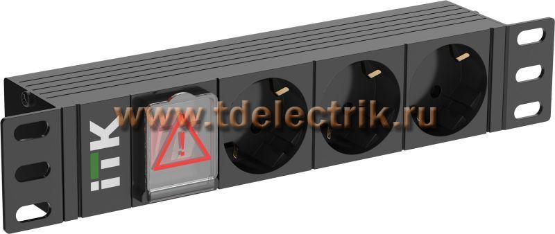 Фотография №1, PDU 3 розетки немецкий стандарт с LED выключателем 1U вход С14 без кабеля 10