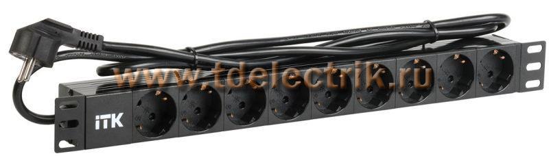 Фотография №1, PDU 9 розеток DIN49440 (нем. cтанд.) 1U, шнур 2м вилка DIN49441 (нем. станд.), профиль из ПВХ, черный