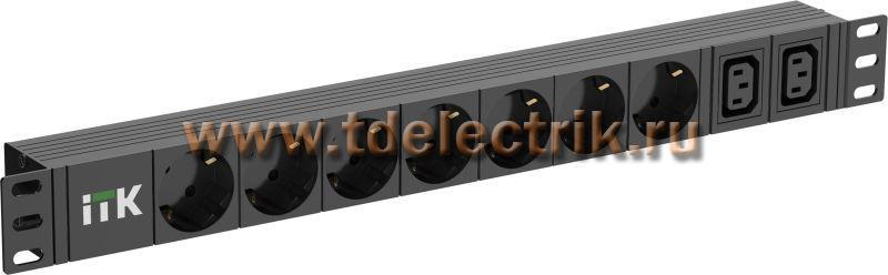 Фотография №1, PDU 7 розеток немецкий стандарт + 2 С13 1U кабель 2м вилка C14