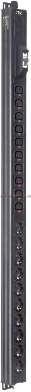 Фотография №1, BASE PDU вертикальный PV1111 25U 1 фаза 16А 10 розеток SCHUKO (немецкий стандарт) + 10 розеток C13 кабель 2,6м вилка SCHUKO (немецкий стандарт)