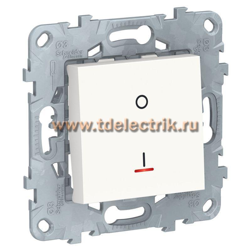 Фотография №1, UNICA NEW выключатель двухполюсный, 1-кл., с индик., сх.2а, 16 AX, 250В, белый