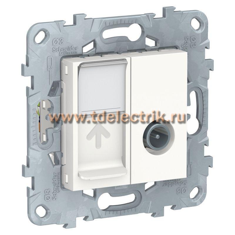 Фотография №1, UNICA NEW розетка TV одиночная + комп. RJ45 кат.6 UTP, 2 модуля, белый