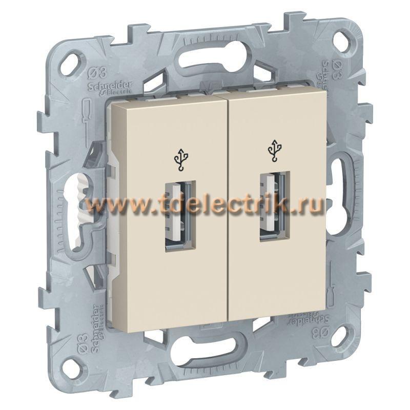 Фотография №1, UNICA NEW USB-КОННЕКТОР, 2-местный, бежевый