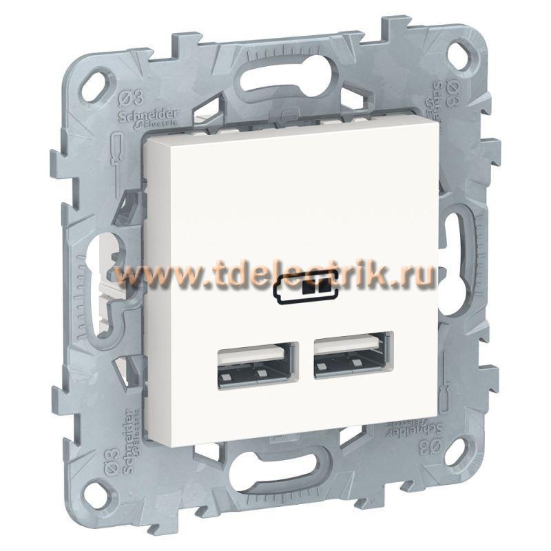 Фотография №1, UNICA NEW розетка USB, 2-местная, тип А+А, 5 В / 2100 мА, белый