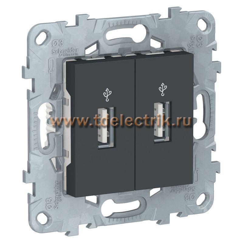Фотография №1, UNICA NEW USB-КОННЕКТОР, 2-местный, антрацит