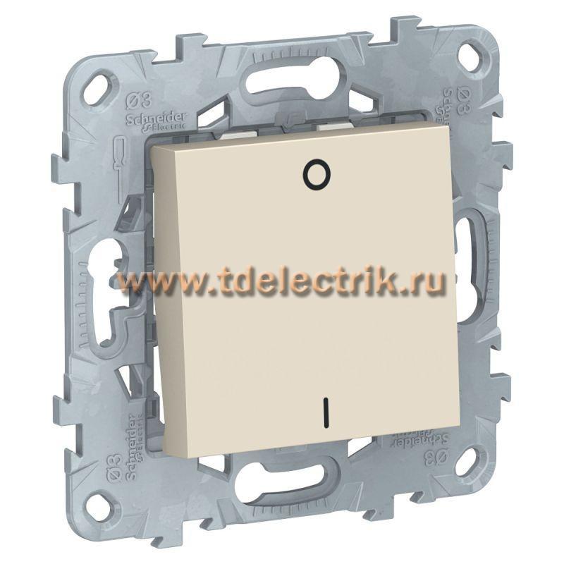Фотография №1, UNICA NEW выключатель двухполюсный, 1-клавишный, сх. 2, 16 AX, 250 В, бежевый