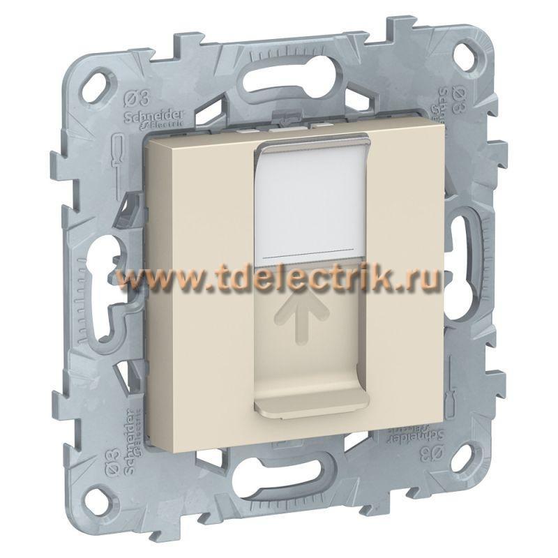 Фотография №1, UNICA NEW розетка компьютерная, RJ45, одиночная, кат. 5е UTP, бежевый