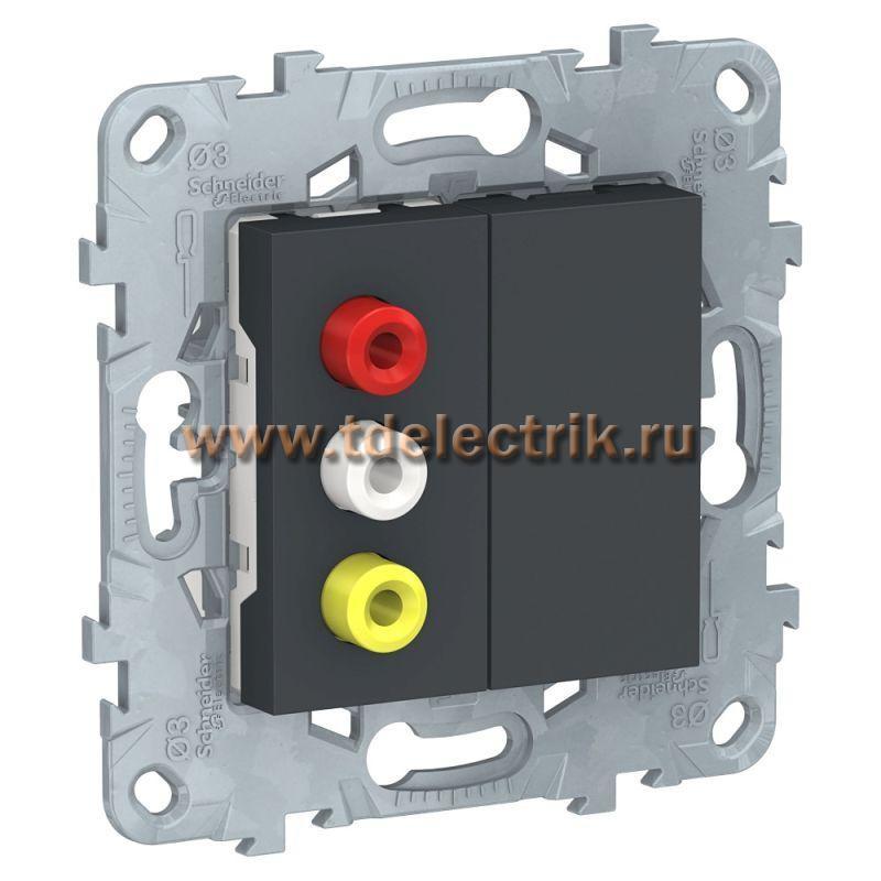Фотография №1, UNICA NEW розетка 3 RCA, антрацит