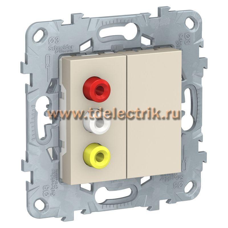 Фотография №1, UNICA NEW розетка 3 RCA, бежевый