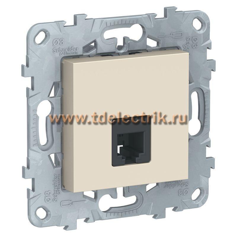 Фотография №1, UNICA NEW розетка телефонная, RJ11, одиночная, 4 контакта, бежевый