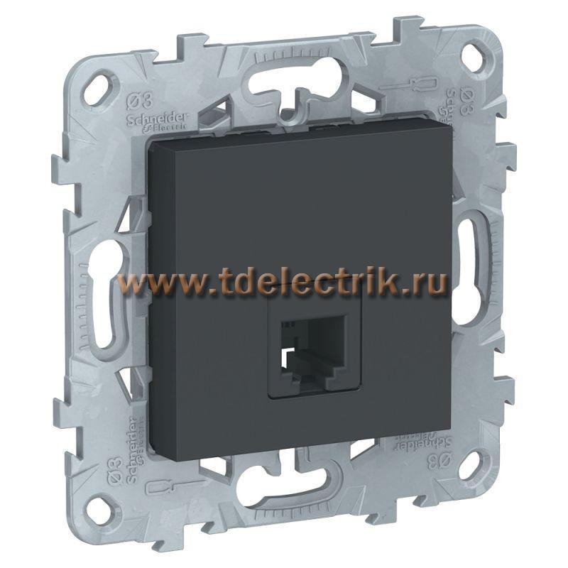 Фотография №1, UNICA NEW розетка телефонная, RJ11, одиночная, 4 контакта, антрацит