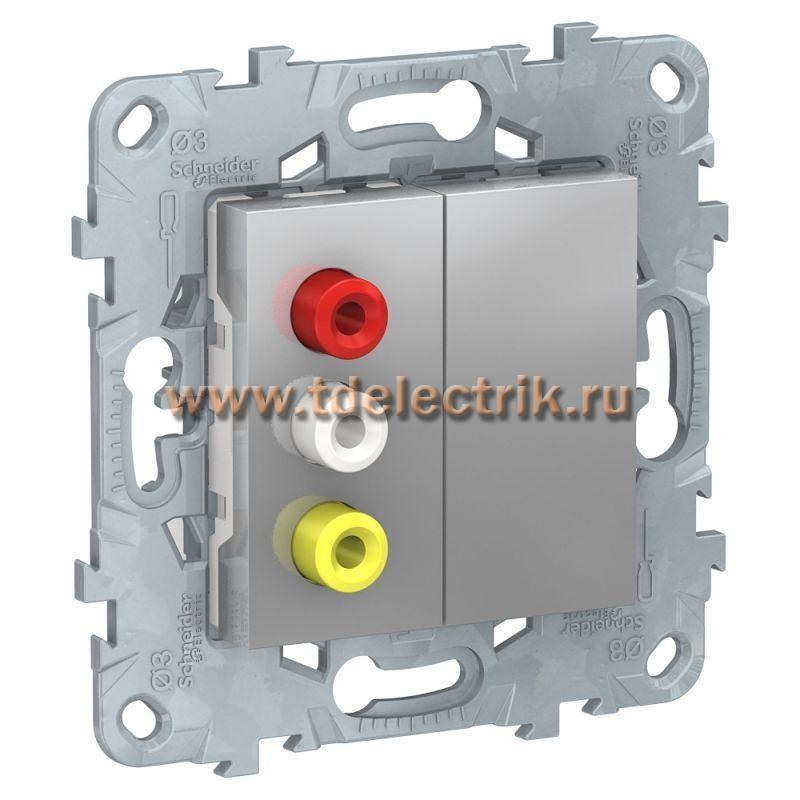 Фотография №1, UNICA NEW розетка 3 RCA, алюминий