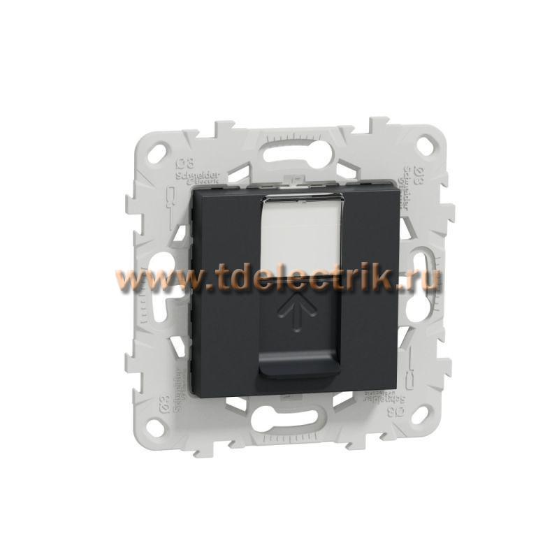 Фотография №1, UNICA NEW розетка компьютерная, RJ45, одиночная, кат. 6 UTP, антрацит