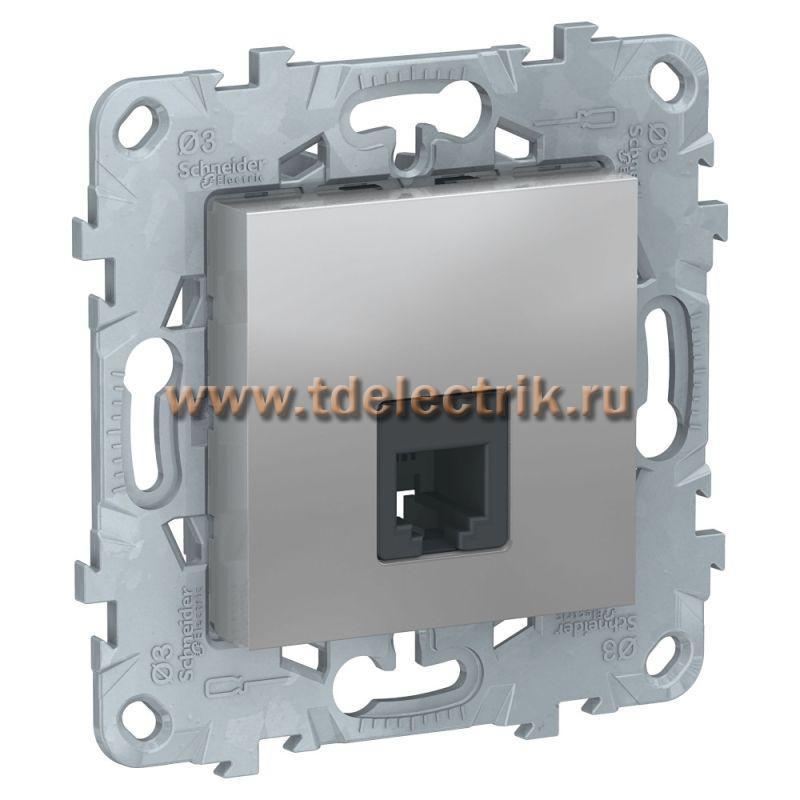 Фотография №1, UNICA NEW розетка телефонная, RJ11, одиночная, 4 контакта, алюминий