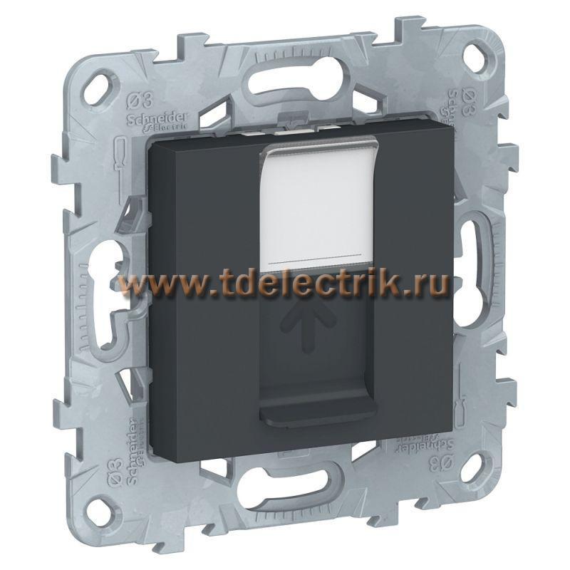 Фотография №1, UNICA NEW розетка компьютерная, RJ45, одиночная, кат. 5е UTP, антрацит