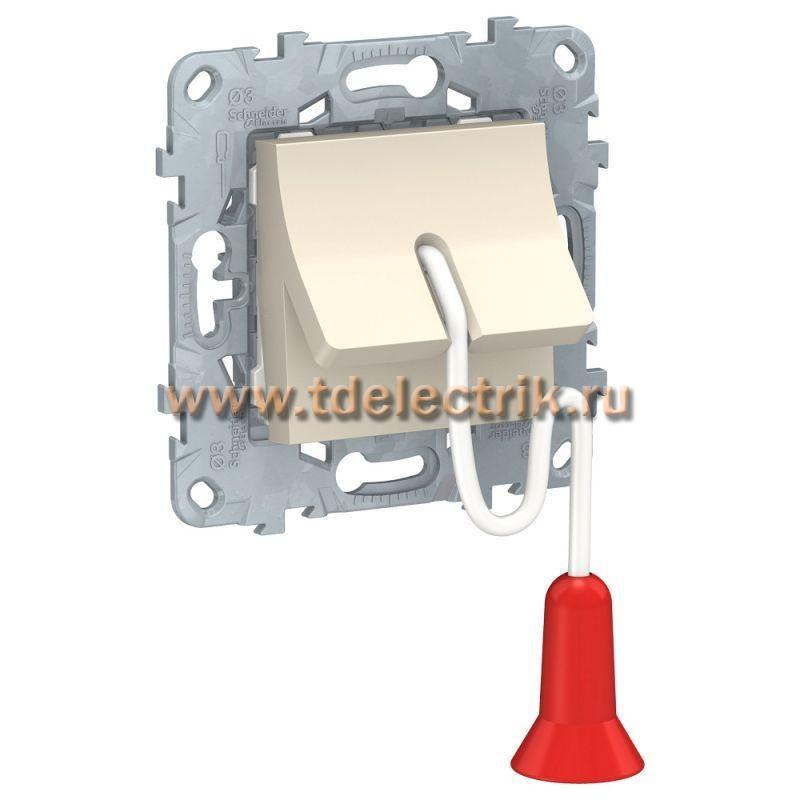 Фотография №1, UNICA NEW выключатель со шнуром 1 м, без фиксации, сх. 1, бежевый