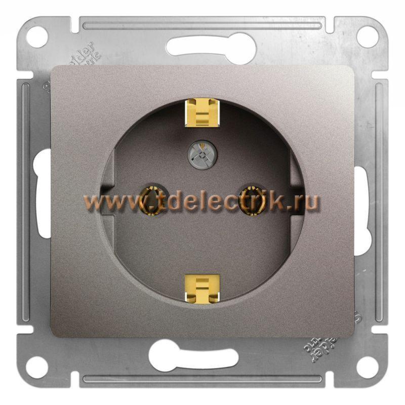 Фотография №1, GLOSSA РОЗЕТКА с заземлением16А 250В механизм ПЛАТИНА