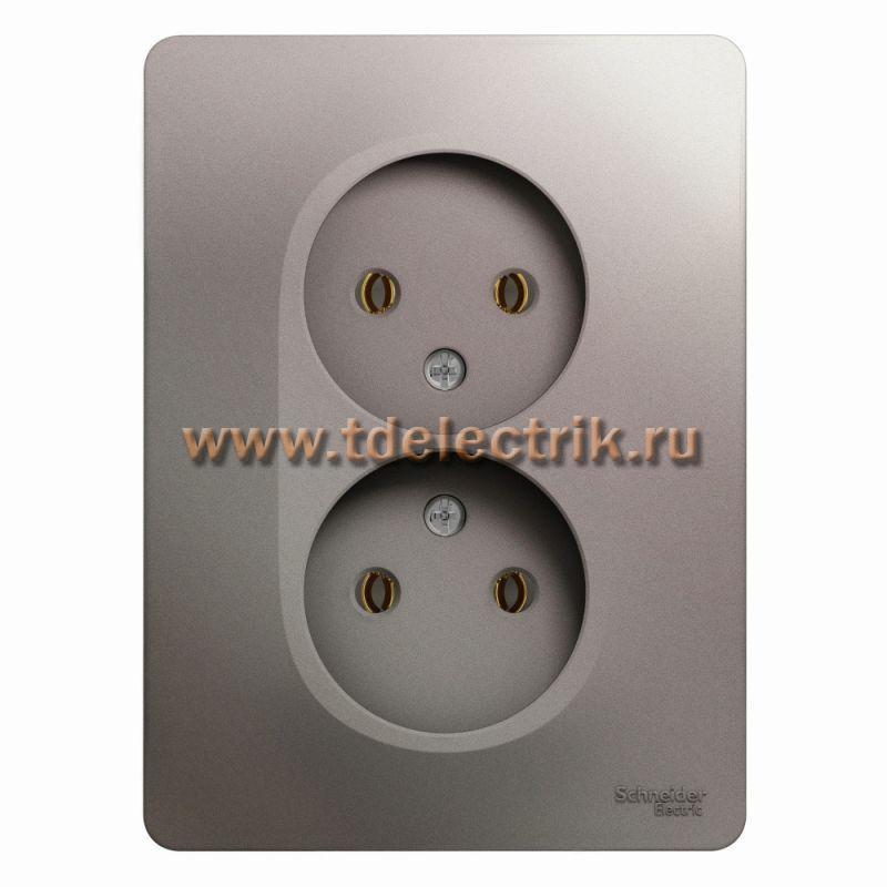 Фотография №1, GLOSSA РОЗЕТКА двойная без заземления16А 250В в сбореПЛАТИНА