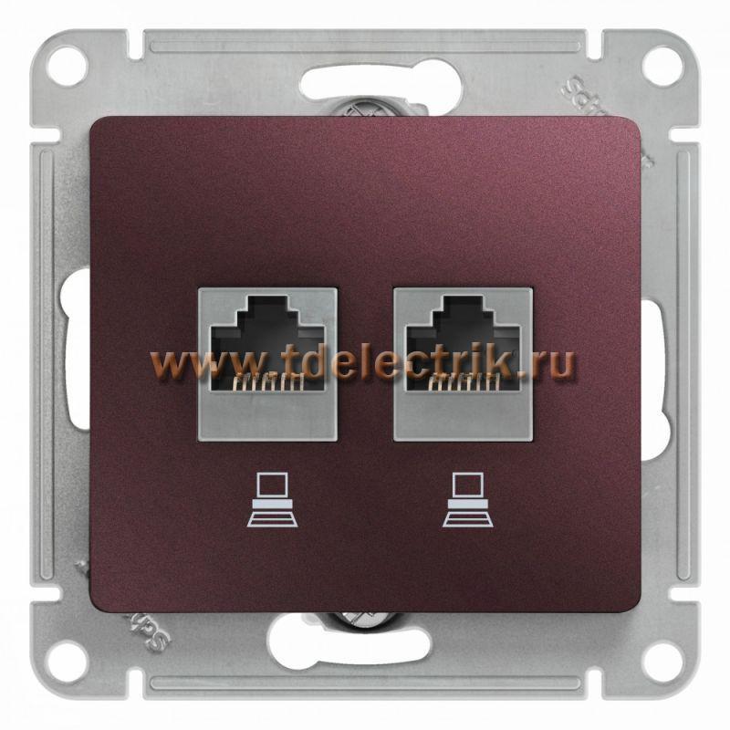 Фотография №1, GLOSSA РОЗЕТКА двойная компьютерная RJ45+RJ45 кат.5E механизм БАКЛАЖАНОВЫЙ