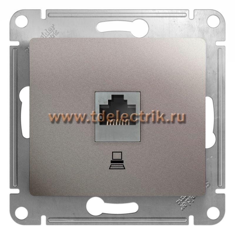 Фотография №1, GLOSSA РОЗЕТКА компьютерная RJ45 кат.5E механизм ПЛАТИНА