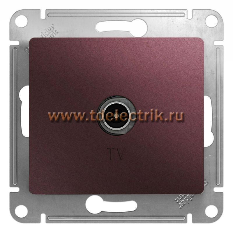 Фотография №1, GLOSSA TV РОЗЕТКА проходная 4DB механизм БАКЛАЖАНОВЫЙ