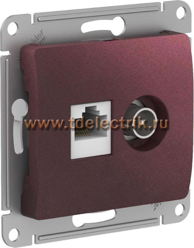Фотография №1, GLOSSA РОЗЕТКА двойная ТВ + компьютерная RJ45 кат. 5Е механизм БАКЛАЖАНОВЫЙ