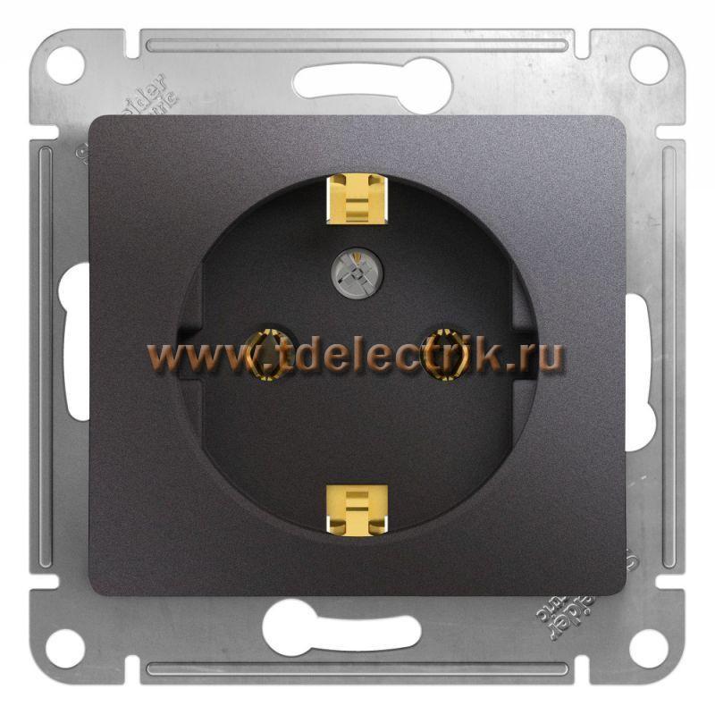 Фотография №1, GLOSSA РОЗЕТКА с заземлением16А 250В механизм ГРАФИТ