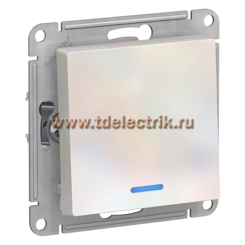 Фотография №1, ATLASDESIGN 1-клавишный Выключатель с подсветкой  сх.1а  10АХ  механизм  жемчуг