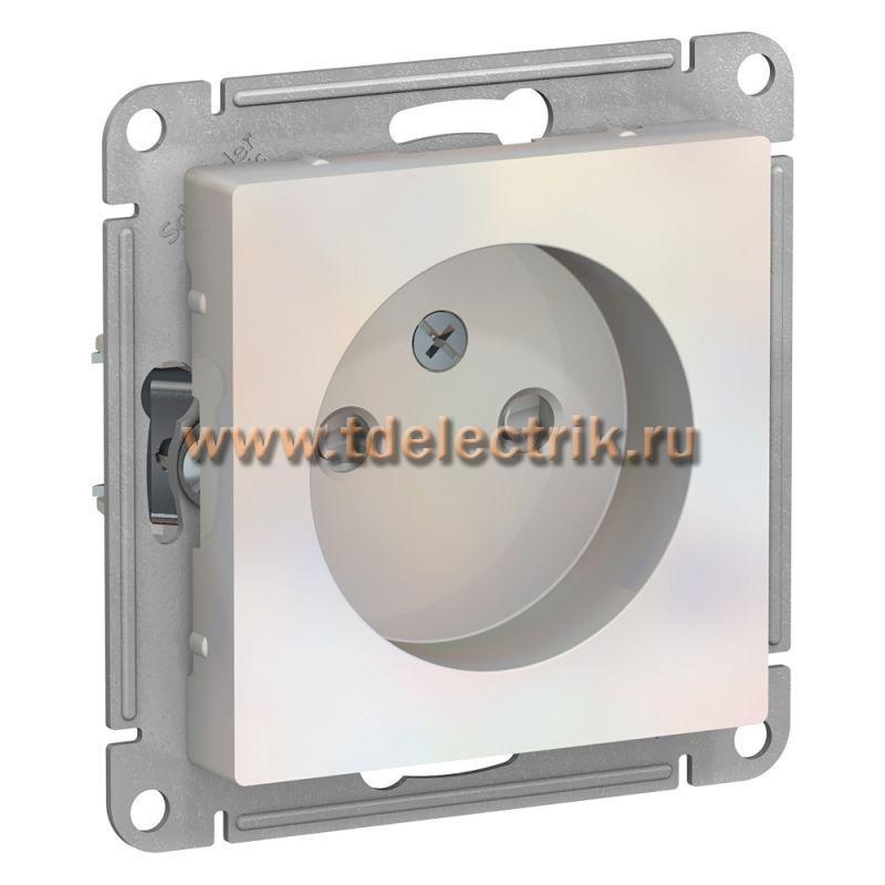 Фотография №1, ATLASDESIGN Розетка без заземления со шторками  16А  механизм  жемчуг