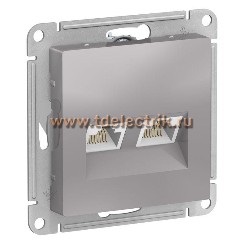 Фотография №1, ATLASDESIGN Розетка двойная компьютерная RJ45+RJ45  кат.5E  механизм  алюминий