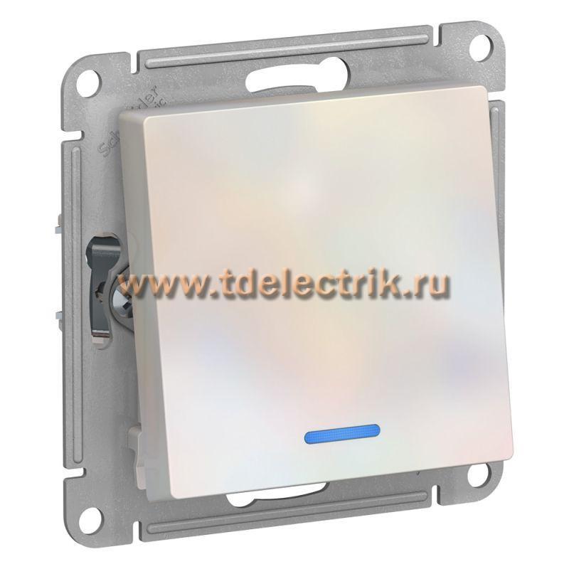 Фотография №1, ATLASDESIGN 1-кл переключатель с подсветкой  сх.6а  10АХ  механизам  жемчуг