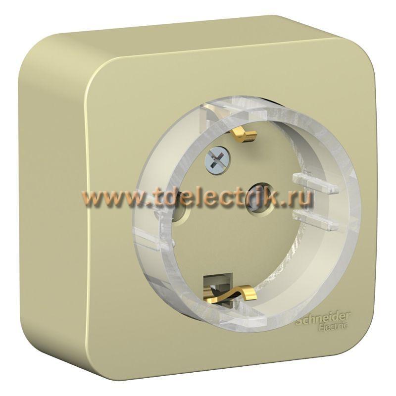 Фотография №1, BLANCA О/У Розетка с заземл. со шторк., (КОМПАКТ) изол.пл 16А, 250В, бежевый