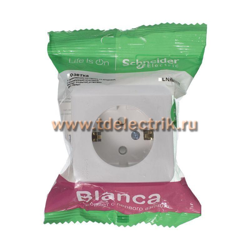 Фотография №1, BLANCA О/У Розетка с заземлением со шторками изол.пл., 16А, 250В, белый