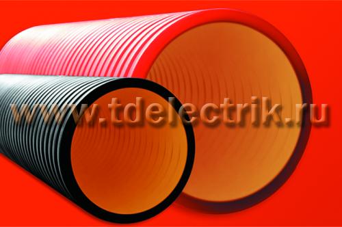Фотография №1, Двустенная труба ПНД жесткая для кабельной канализации д.110мм, SN12, 750Н, 5,70м, цвет черный