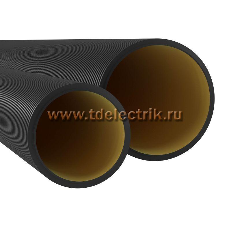 Фотография №1, Двустенная труба ПНД жесткая для кабельной канализации д.160мм, SN6, 750Н,  6м, цвет черный