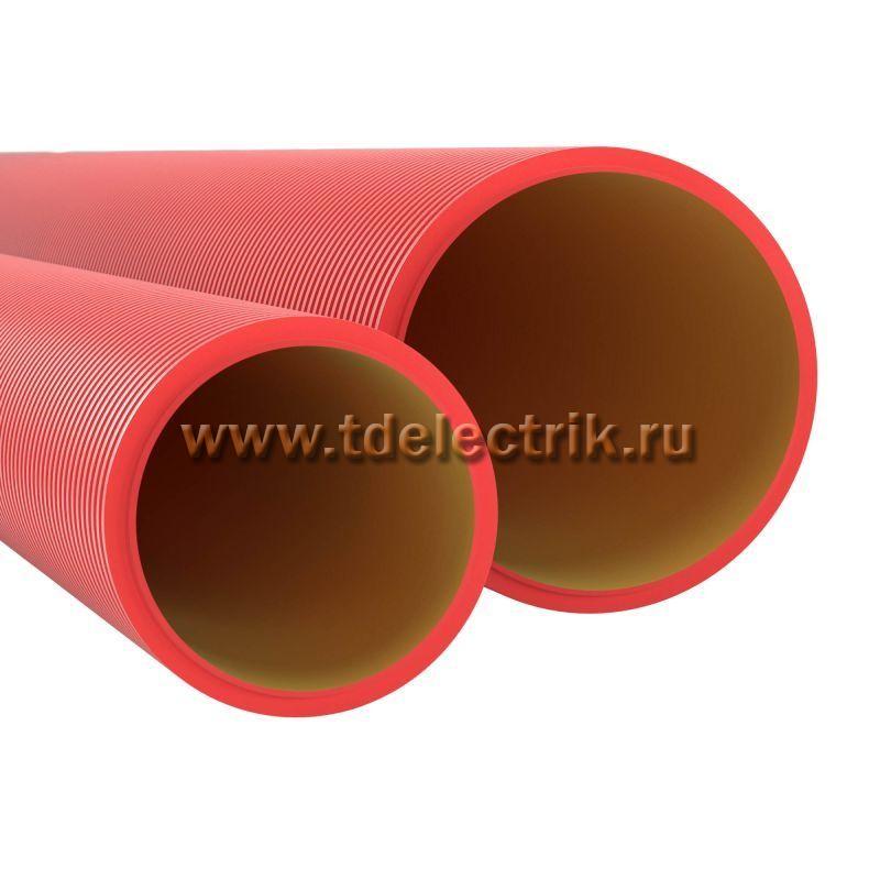 Фотография №1, Двустенная труба ПНД жесткая для кабельной канализации д.160мм, SN6, 750Н,  5,70м, цвет красный