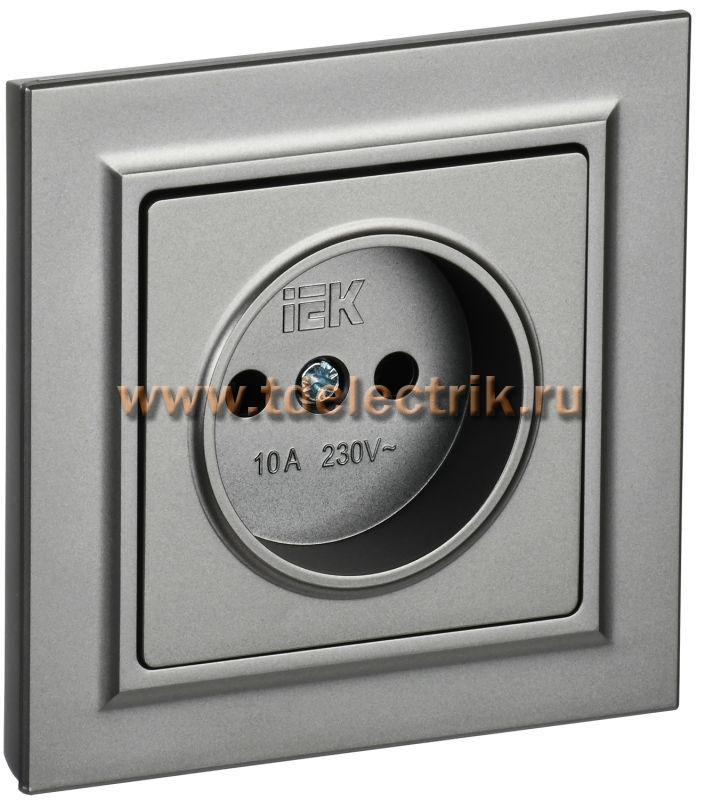 Фотография №1, BRITE Розетка без з/к/ш 10А в сб. РСР10-1-0-БрС сталь IEK