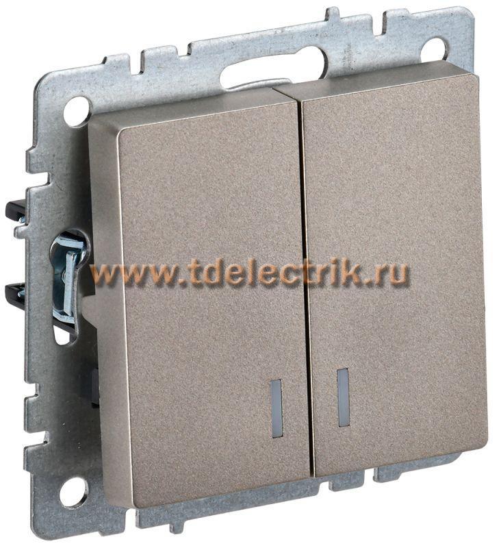 Фотография №1, BRITE Выключатель 2-кл. с инд. 10А ВС10-2-1-БрШ шамп. IEK