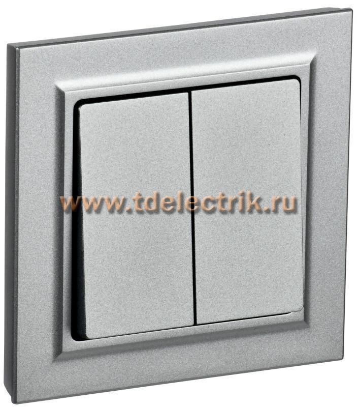 Фотография №1, BRITE Выключатель 2-кл. 10А в сб. ВСР10-2-0-БрА алюм. IEK