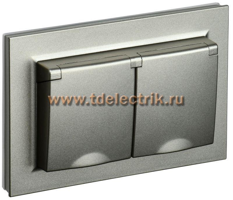 Фотография №1, BRITE Розетка 2-я с кр. 16А в сб IP44 РСбш12-3-44-БрШ шамп. IEK