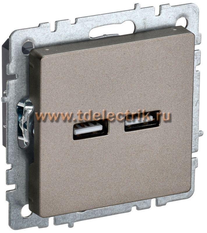 Фотография №1, BRITE Розетка USB A+A 3,1А РЮ10-1-БрШ шамп. IEK