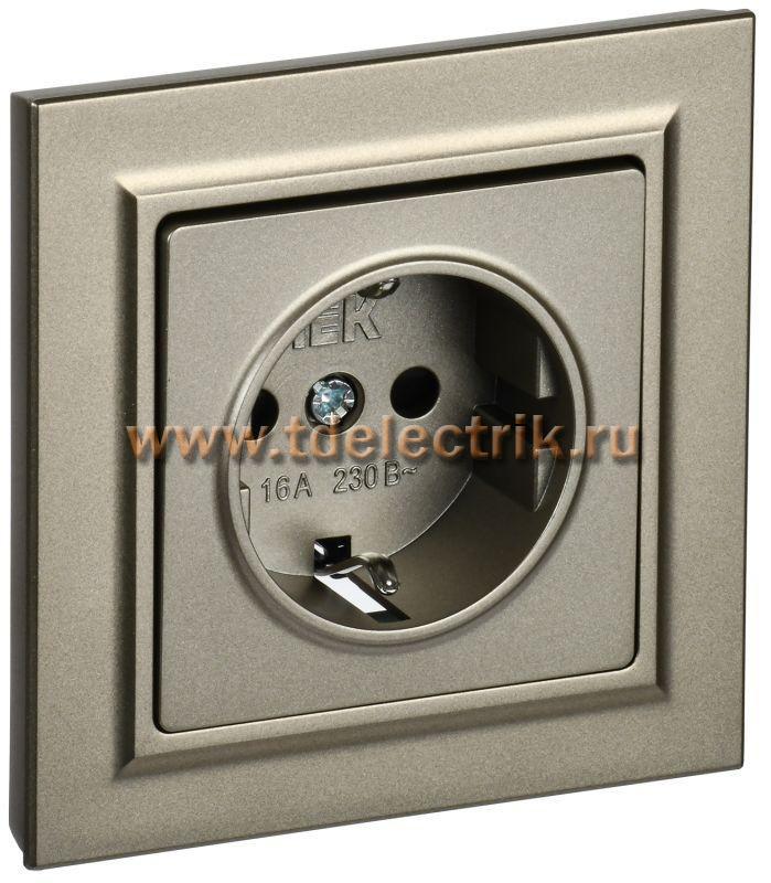 Фотография №1, BRITE Розетка с з/к/ш 16А в сб. РСР14-1-0-БрШ шамп. IEK