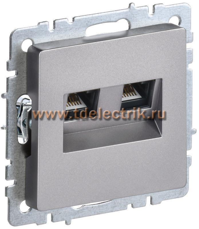 Фотография №1, BRITE Розетка комп. 2-ая RJ45 кат.5E РК10-2-БрС сталь IEK